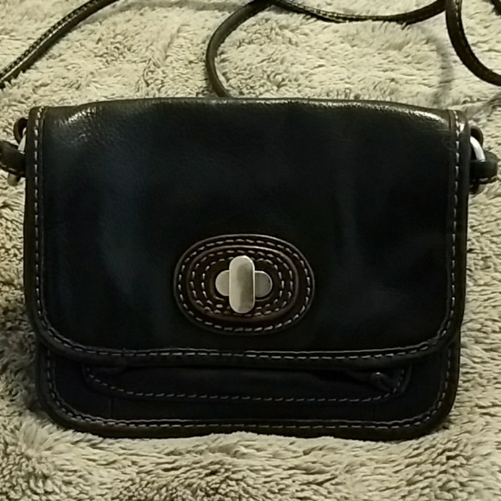 Fossil Black Leather Wallet Bag